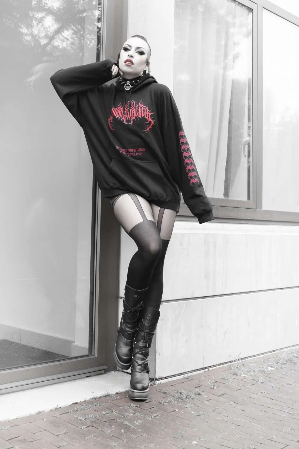 Plain Stripe Suspender Tights | Dark Ages