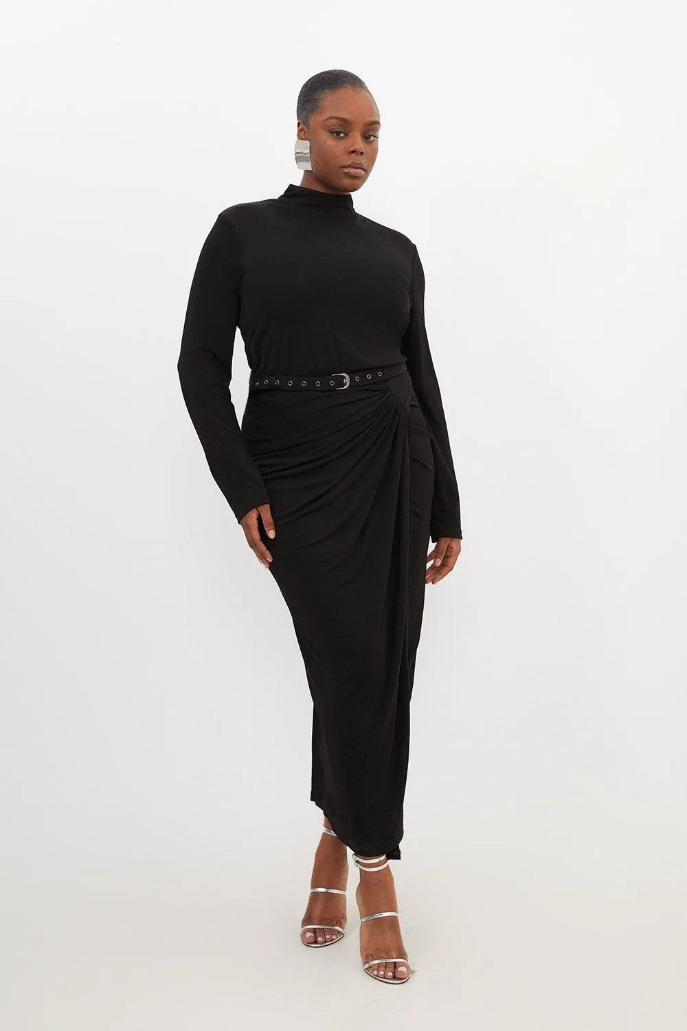 Plus Size Premium Viscose Jersey Ruched Maxi Dress | Karen Millen
