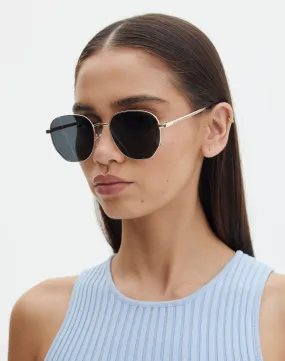 Gold Polarised Round Sunglasses at Glassons