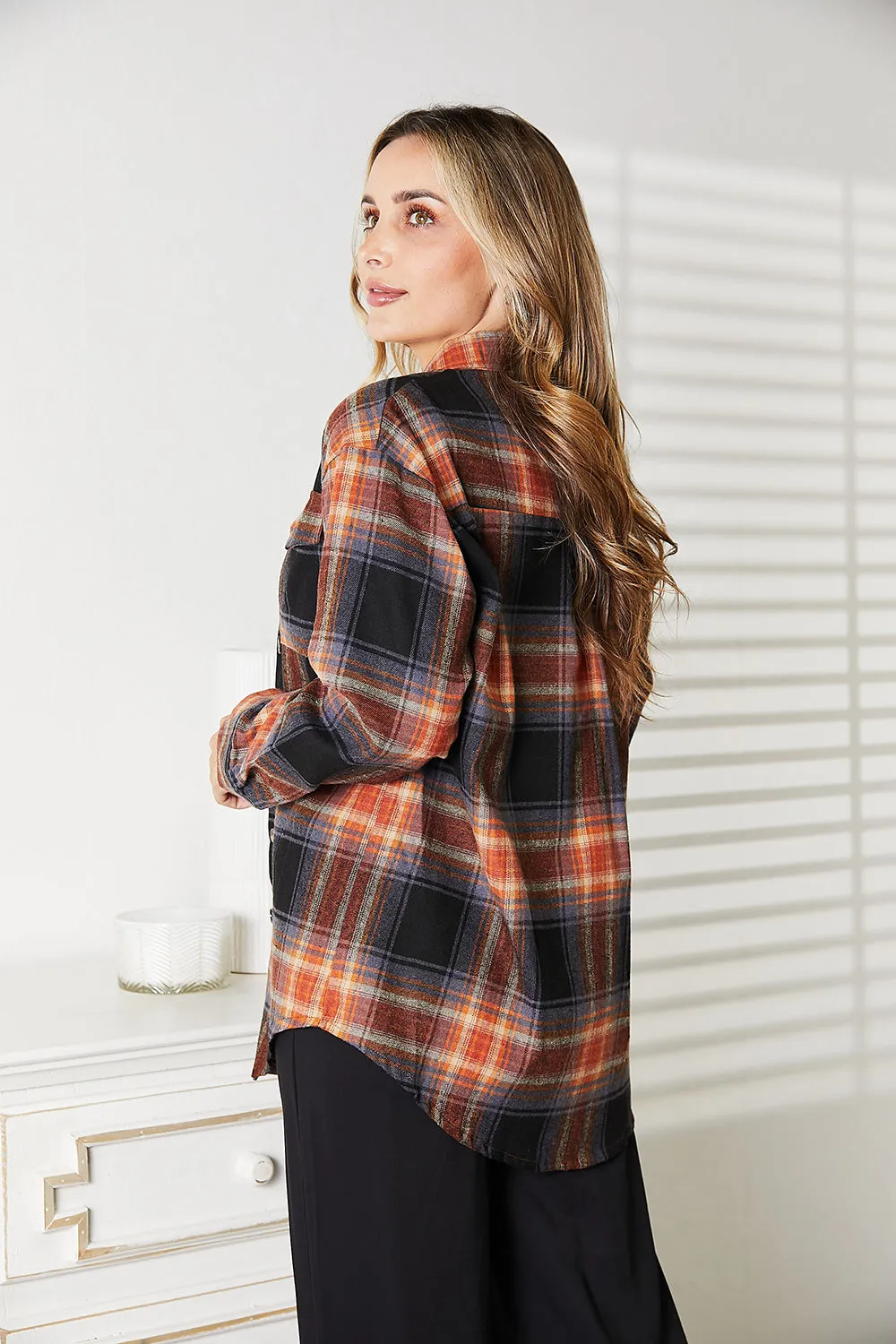 Plaid Dropped Shoulder Blouse