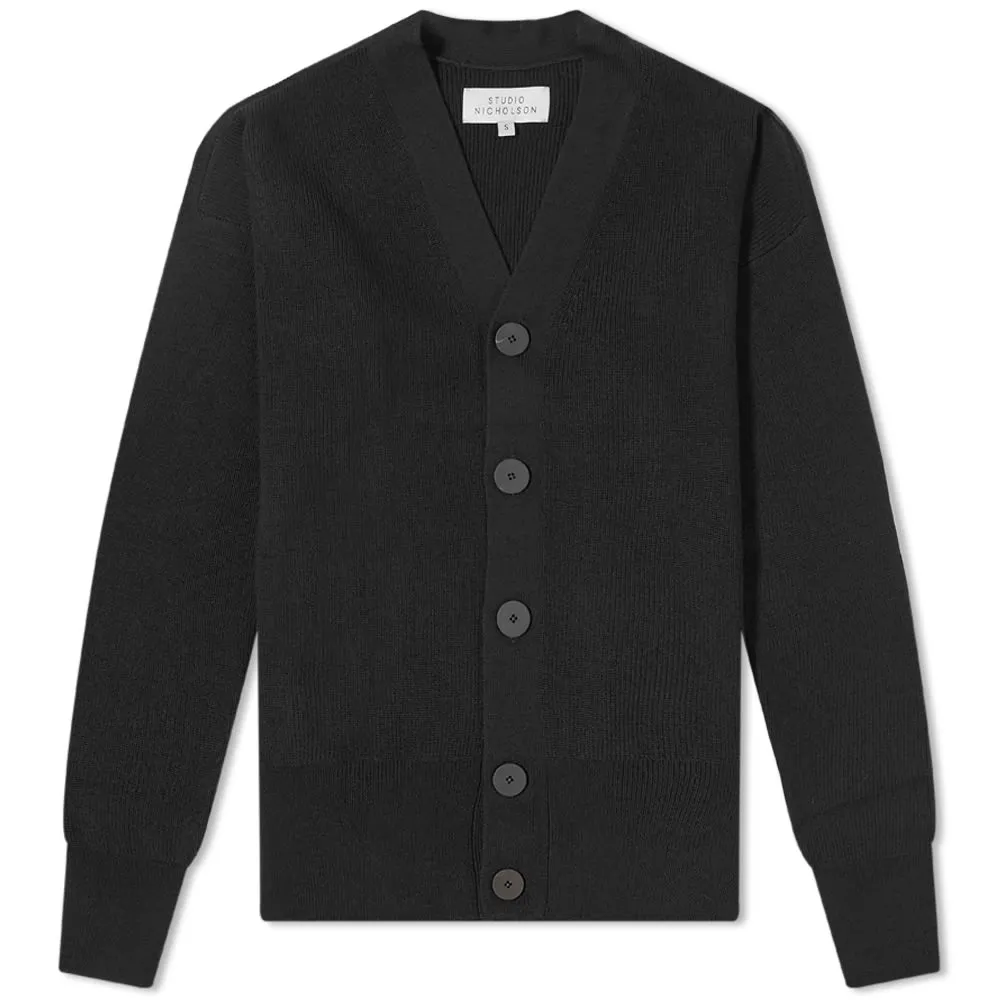 Ribbed Knit Cardigan in Black by Studio Nicholson Ment