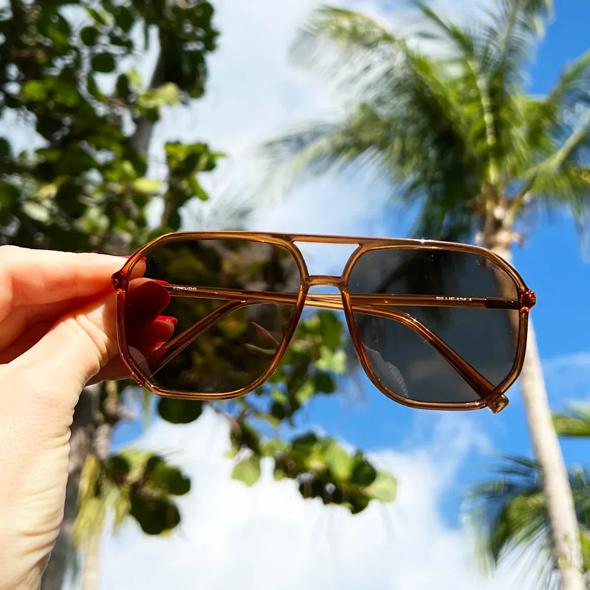 Light Brown Billie Unisex Aviator Sunglasses