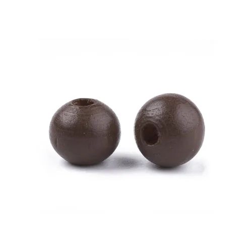 Coconut Brown Painted Round Natural Wood Beads (10mm)