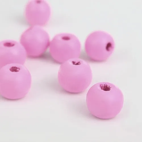 Lilac Painted Round Natural Wood Beads (14mm)