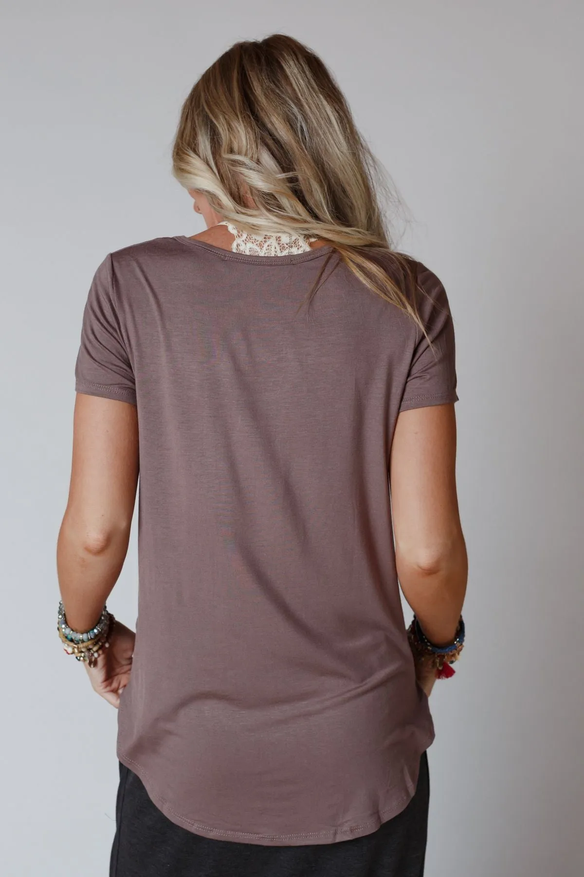 Mocha Scoop Neck Bralette Tee