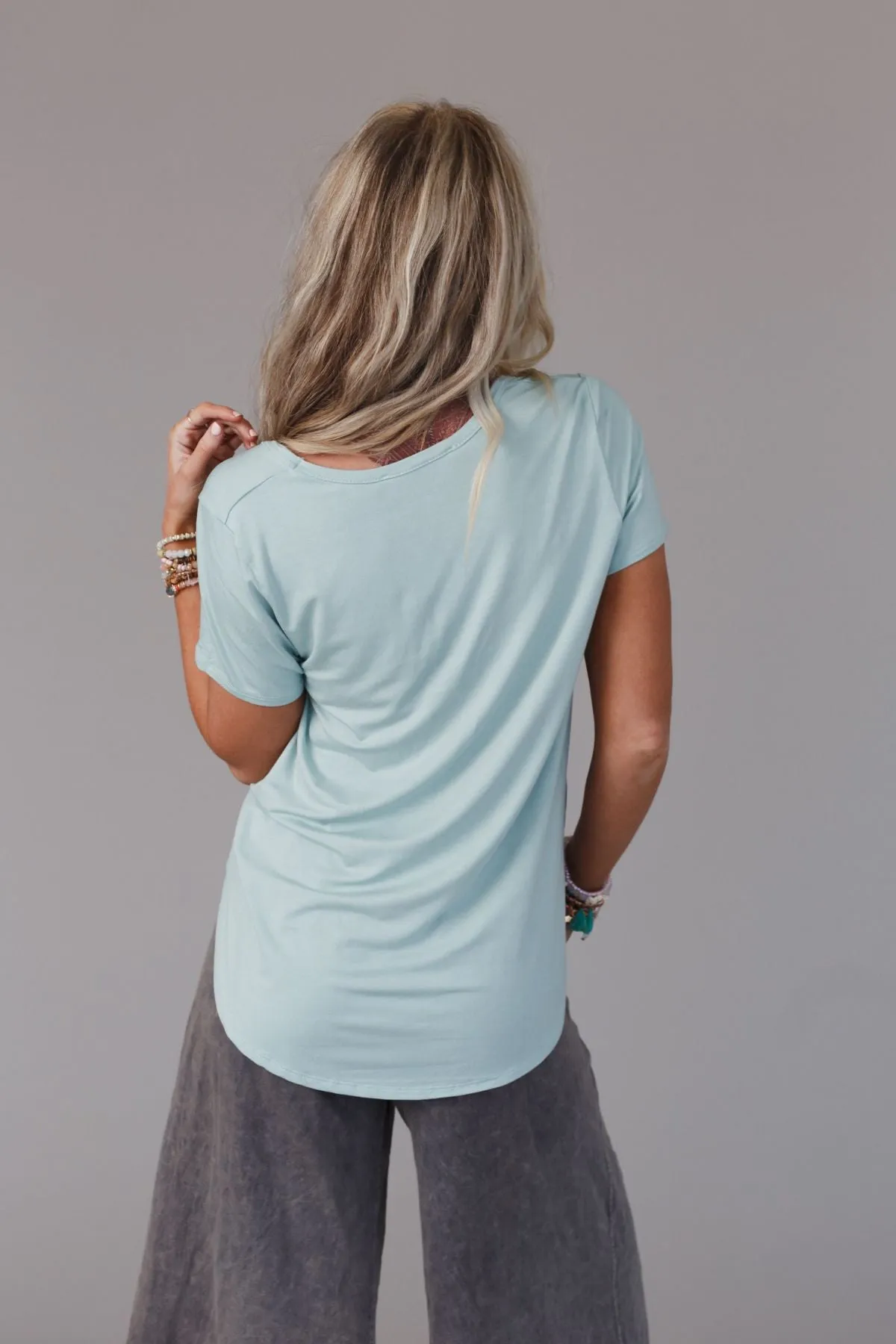 Washed Seafoam Scoop Neck Bralette Tee