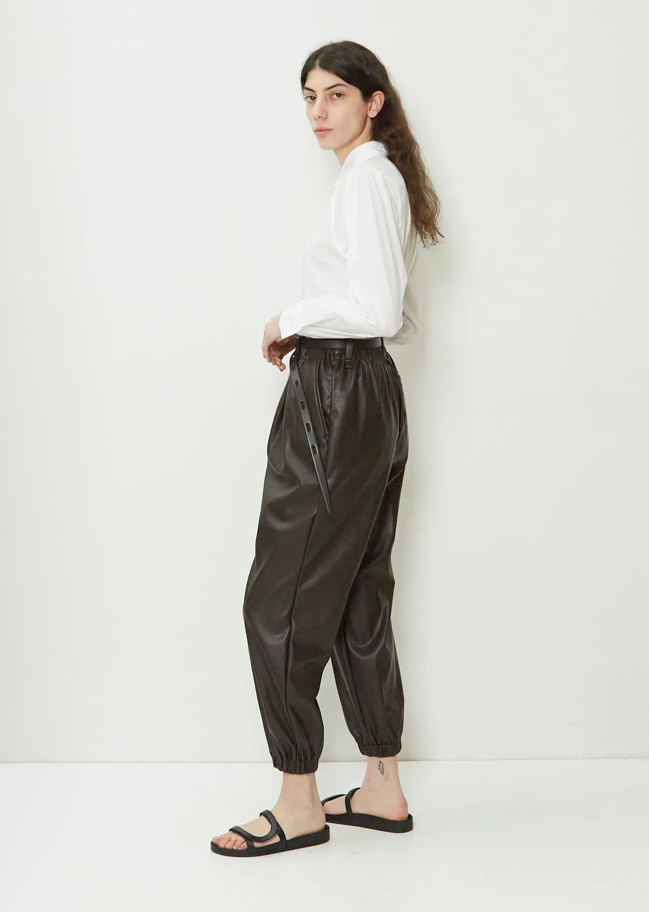 Sculpted Faux Leather Trousers