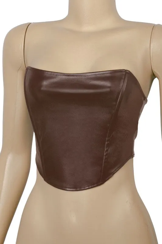 Chic Faux Leather Corset Top