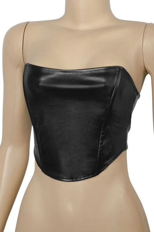 Chic Faux Leather Corset Top