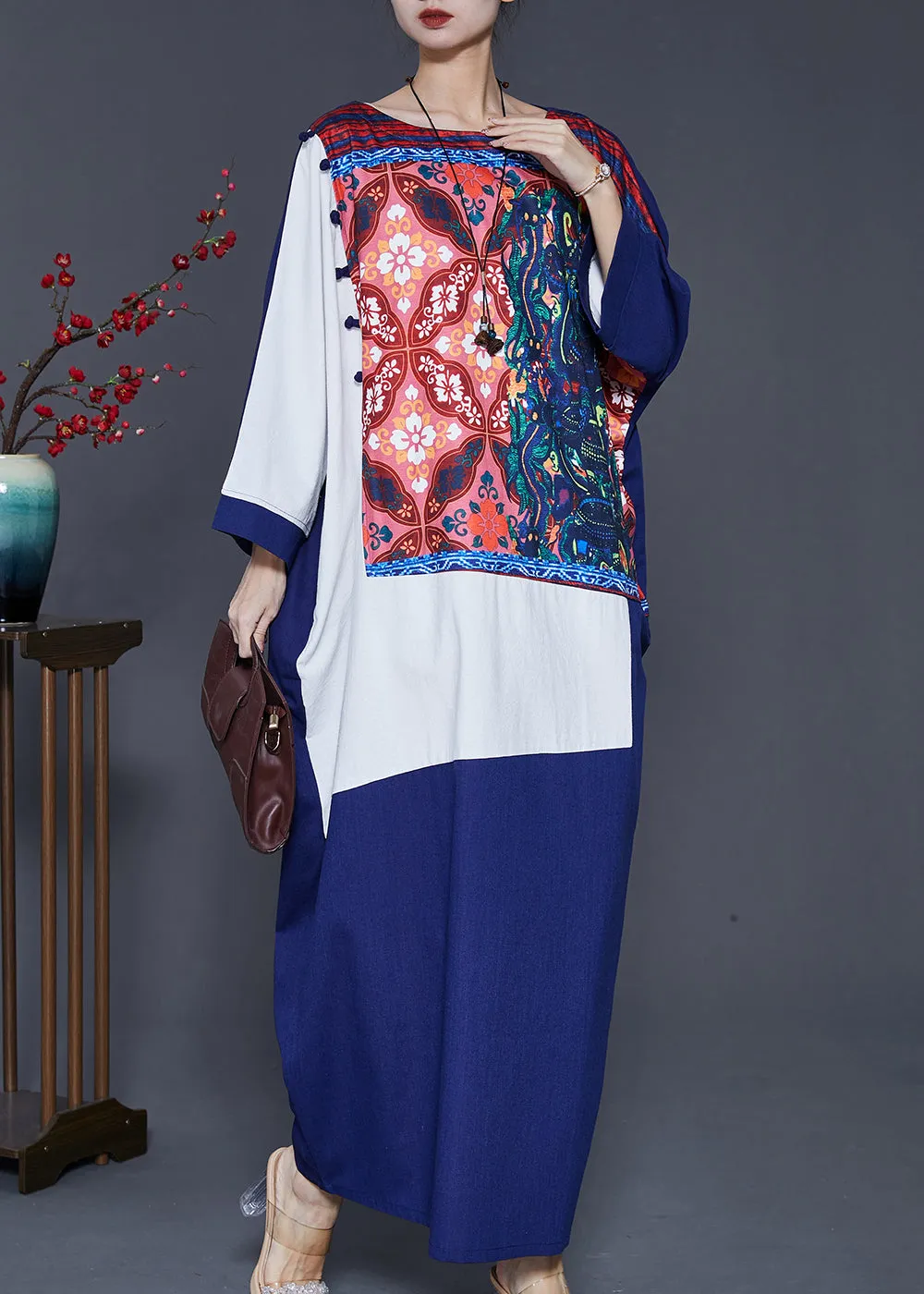 Spring Patchwork Cotton Dresses with Original Ethnic Style