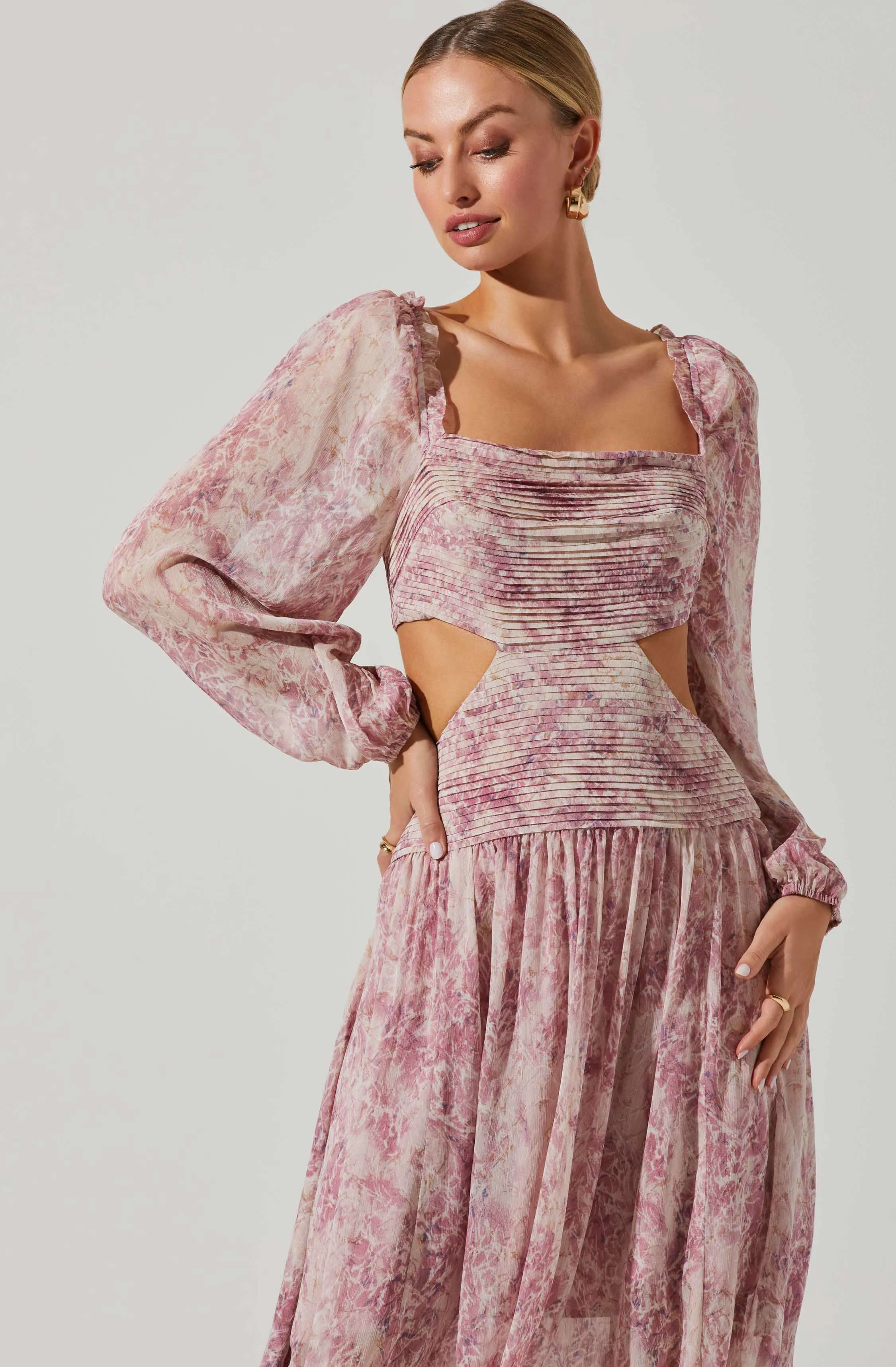 Amadora Cutout Long Sleeve Maxi Dress