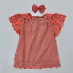 6-Year-Old Stella McCartney Apricot Summer Blouse Featuring Neon Embroidery