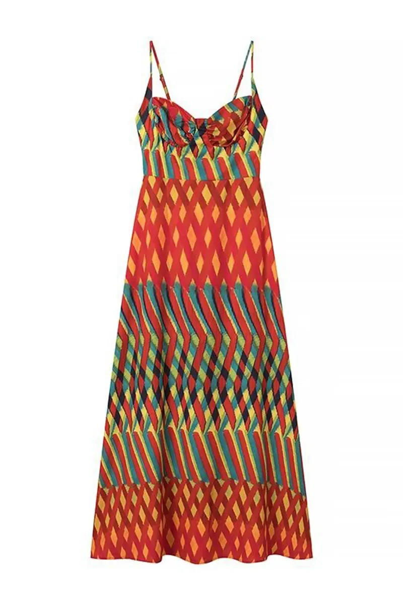 Striped Patchwork V Neck Dresses