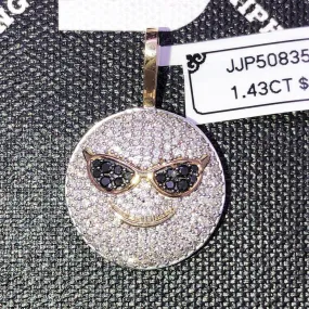 Yellow Gold Sunglasses Face Diamond 1.43 Carat Pendant 10K