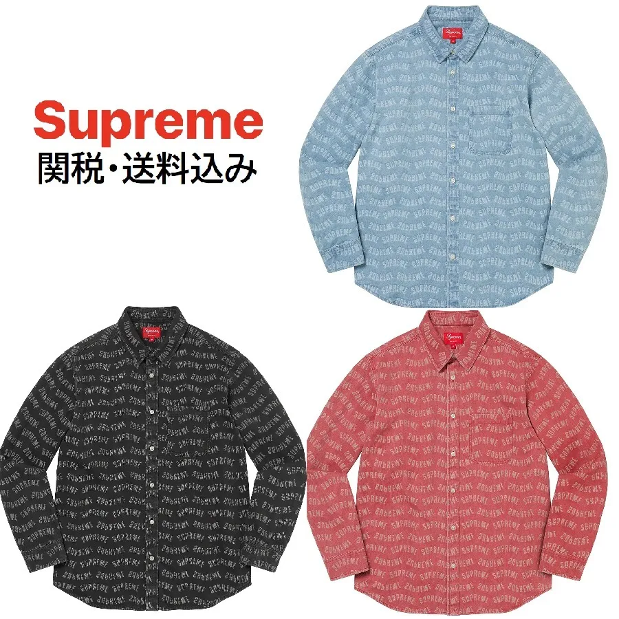 Supreme | Unisex Denim Long Sleeves Skater Style