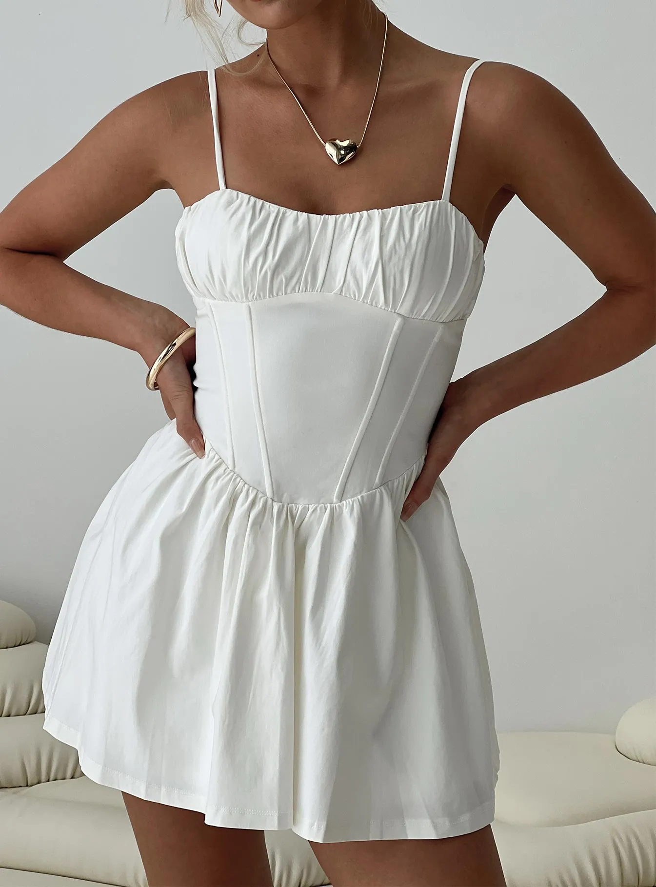 White Mini Dress by Telesco