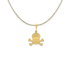 Textured Skull Crossbones Necklace in 14k Gold