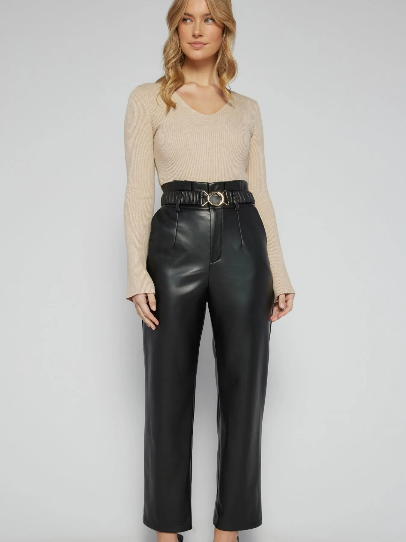 The Chloe Black Faux Leather Trousers