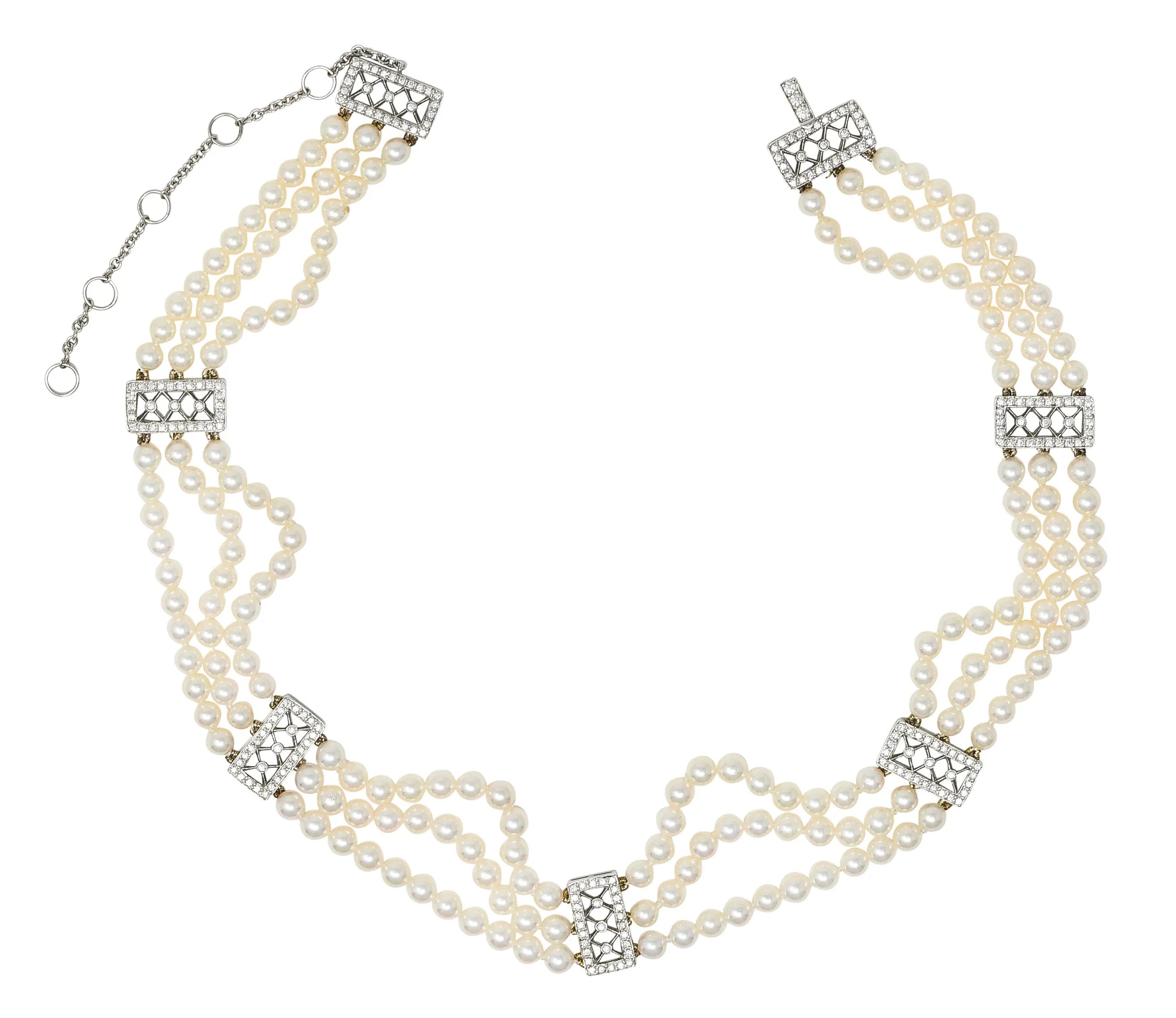 Diamond Pearl Platinum Necklace by Tiffany & Co.