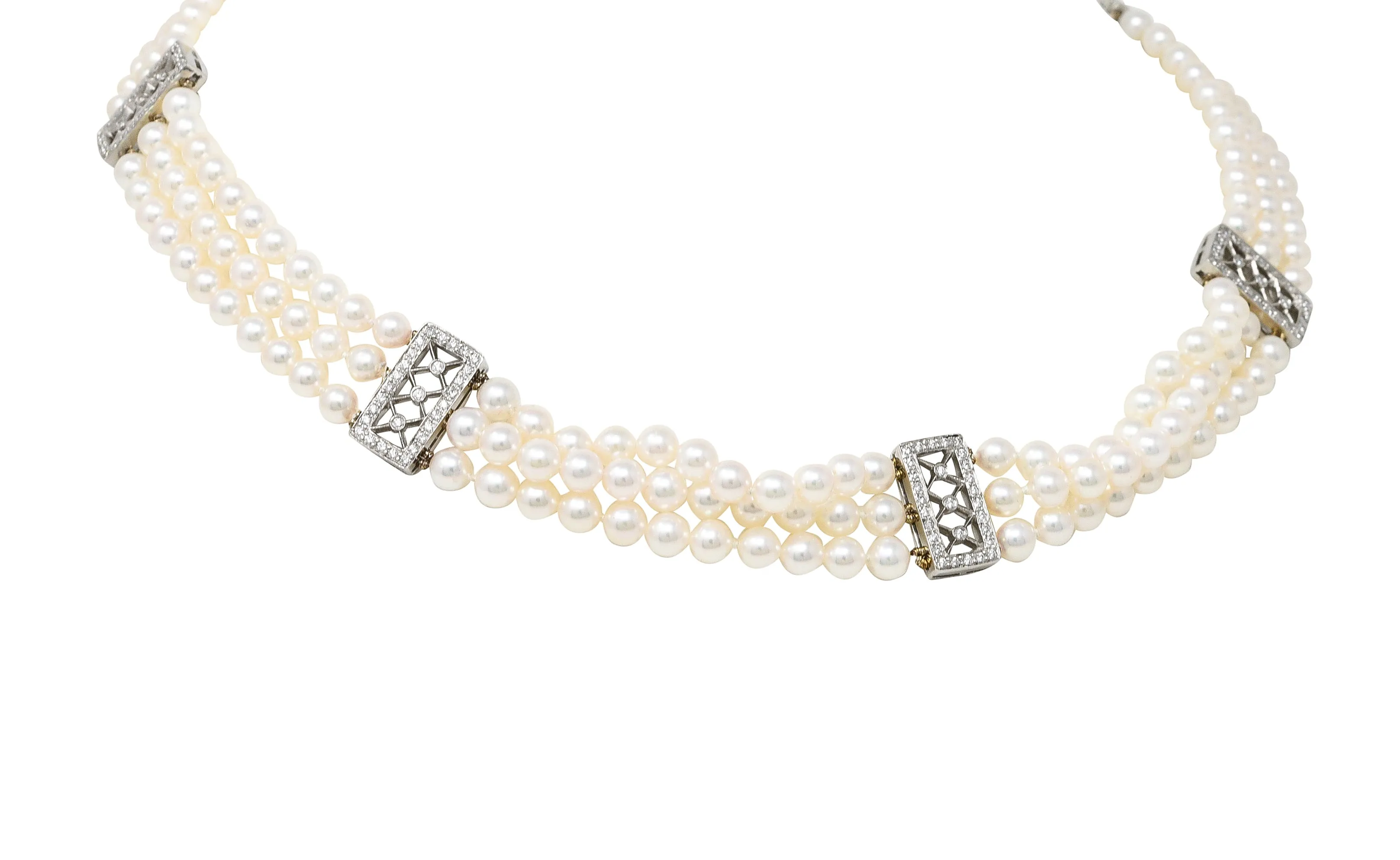 Diamond Pearl Platinum Necklace by Tiffany & Co.