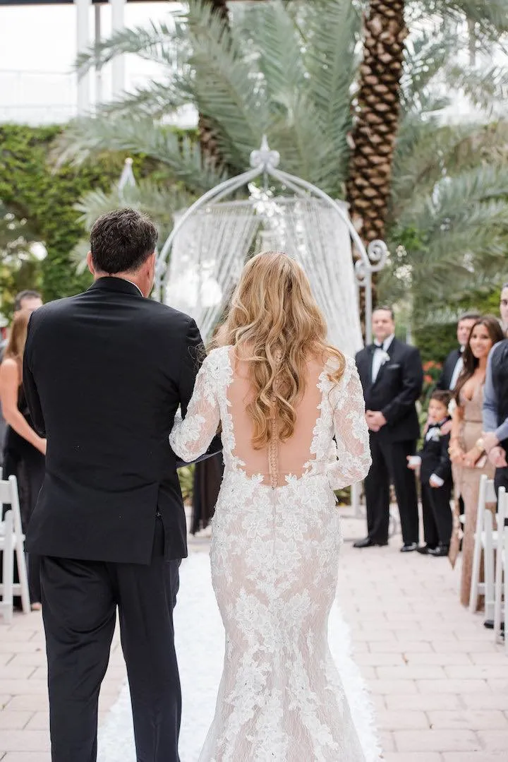 Vintage Nude Mermaid Wedding Dress with Lace Sleeves