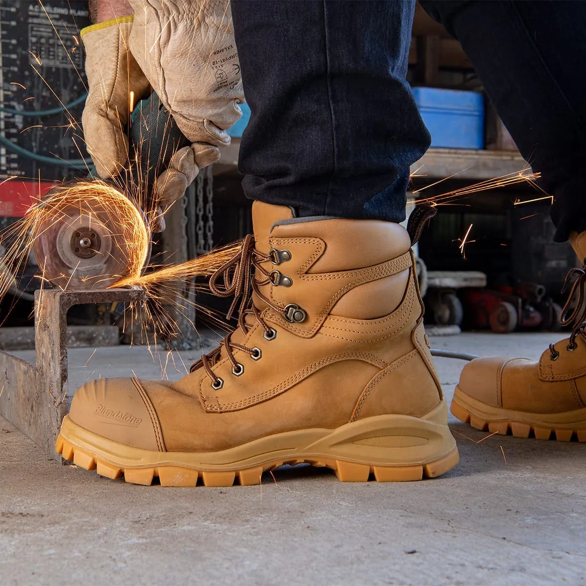 Wheat Colored Zip Up Work Boots