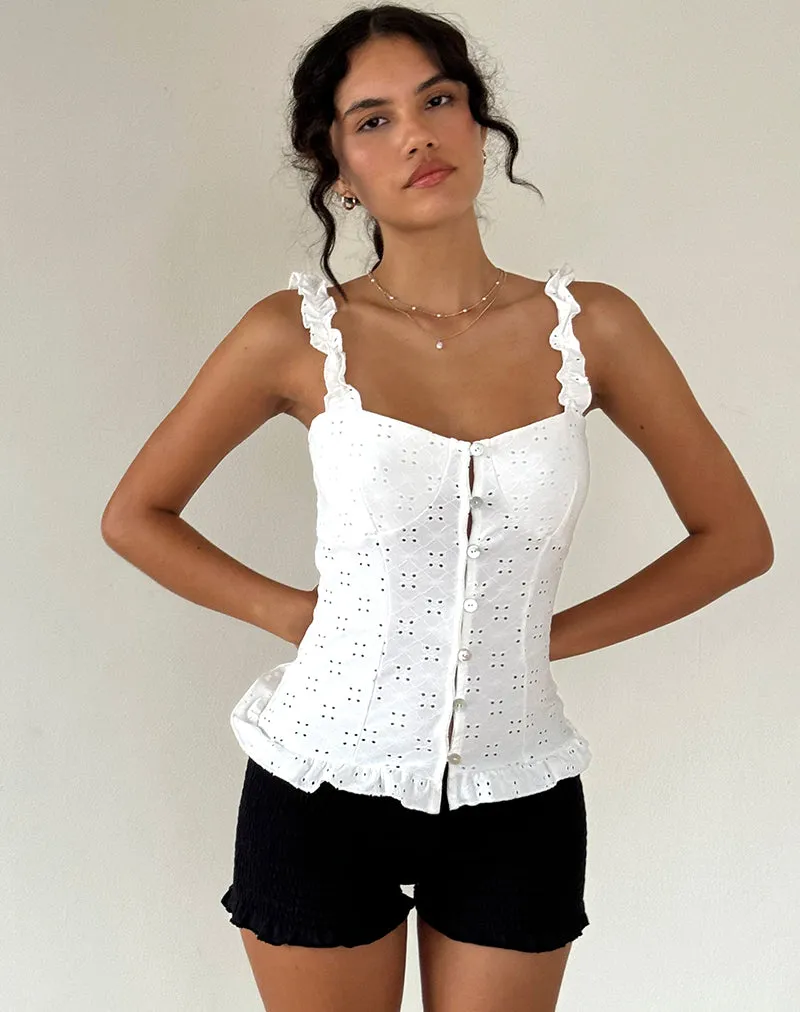 White Broderie Neroli Corset Top