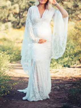 Lace Mermaid Maternity Wedding Gown