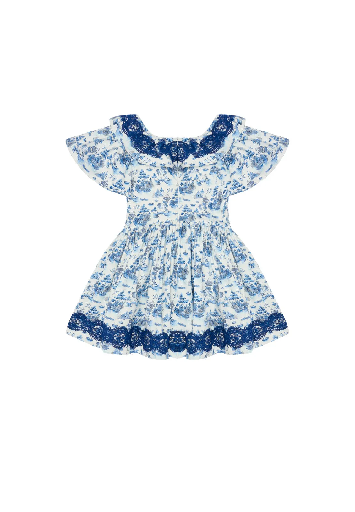 FORGET ME NOT Long Sleeve DRESS with WILLOW PATTERN