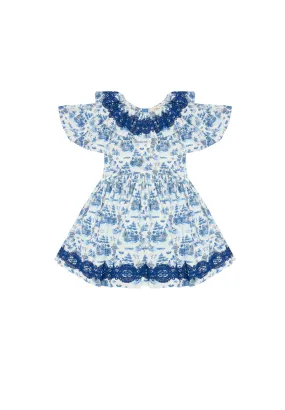 FORGET ME NOT Long Sleeve DRESS with WILLOW PATTERN