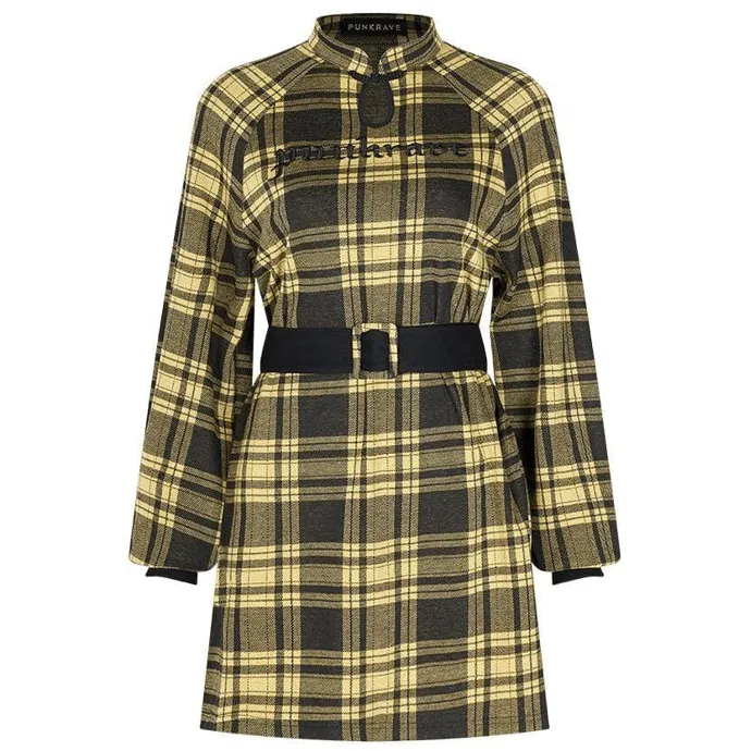 Casual Plaid Dresses for Autumn with Belt