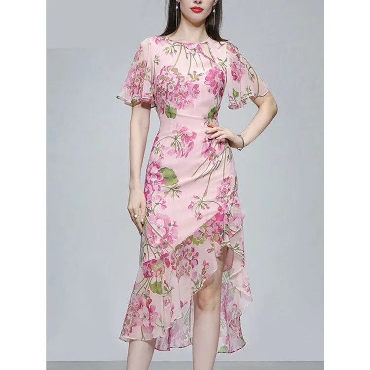 Women's Floral Short Sleeve Party Dresses