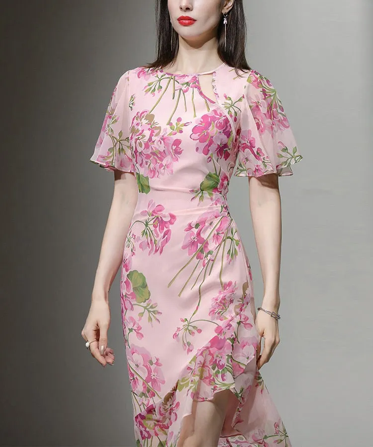 Women's Floral Short Sleeve Party Dresses