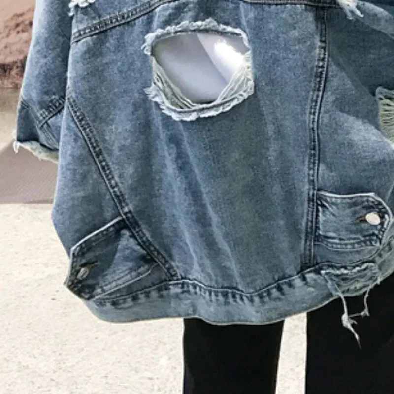 Ripped Denim Jacket for Men by Xituodai