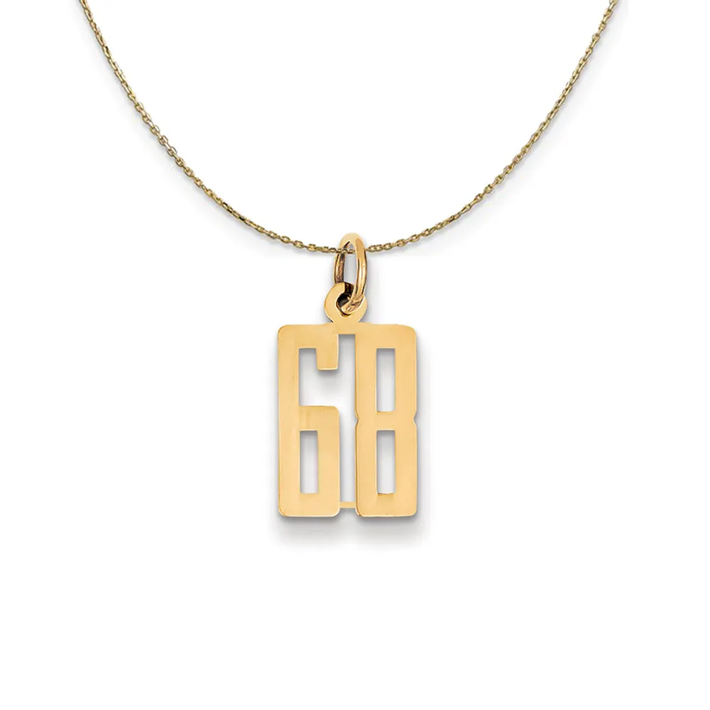 14k Yellow Gold Necklace with Small Elongated Number 68