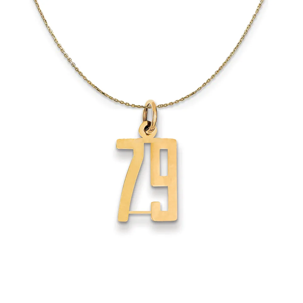 14k Yellow Gold Necklace with Small Elongated Number 79