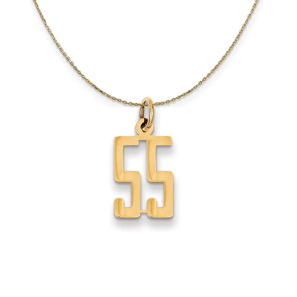 Yellow Gold Alumni Small Elongated Number 55 Necklace