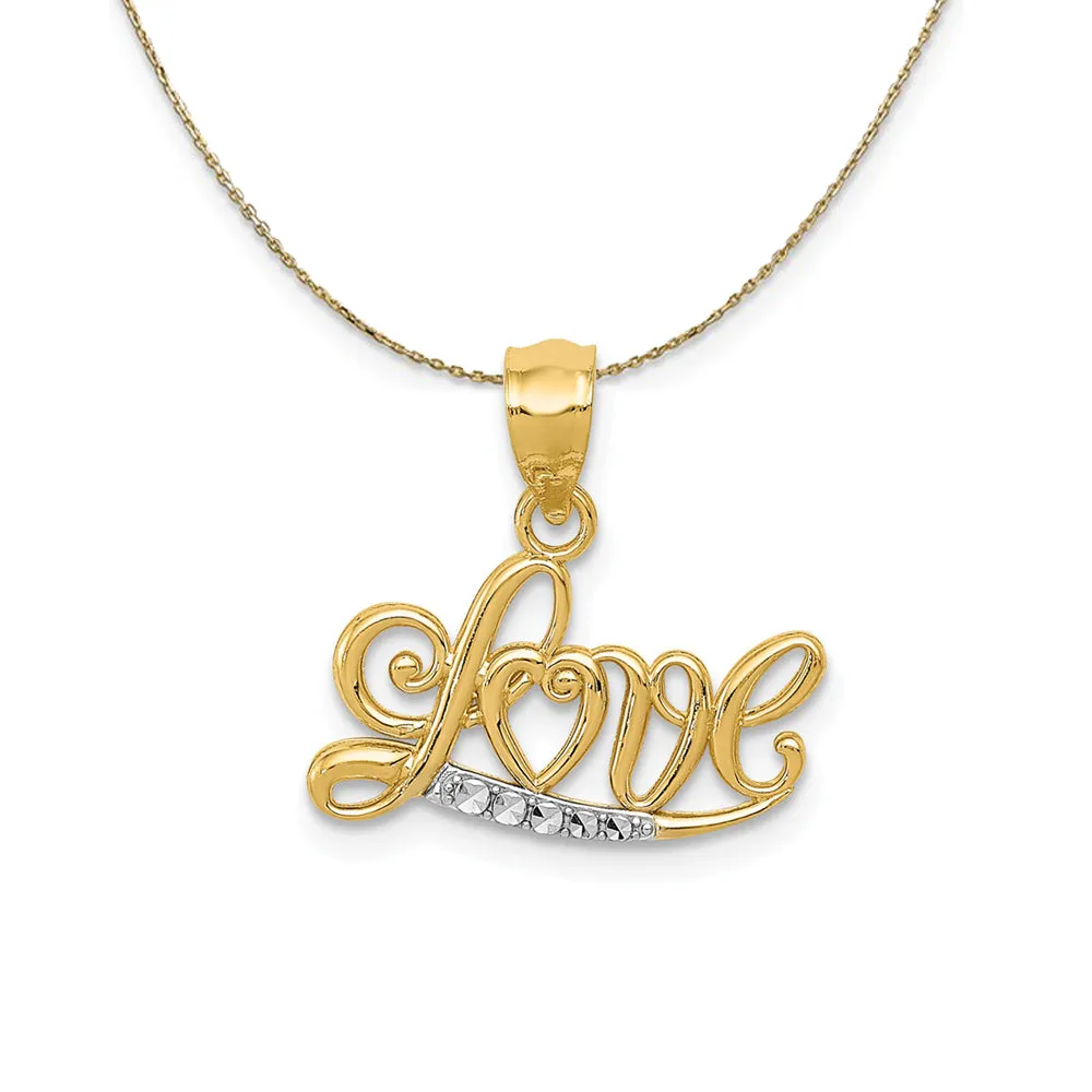 Yellow Gold Love Script Necklace