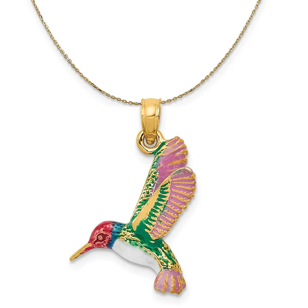 14k Yellow Gold Hummingbird Necklace