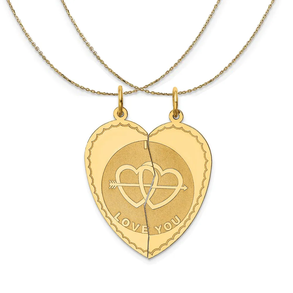 14k Yellow Gold Necklace with 2 I Love You Charms (each 24mm)