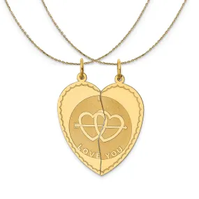 14k Yellow Gold Necklace with 2 I Love You Charms (each 24mm)