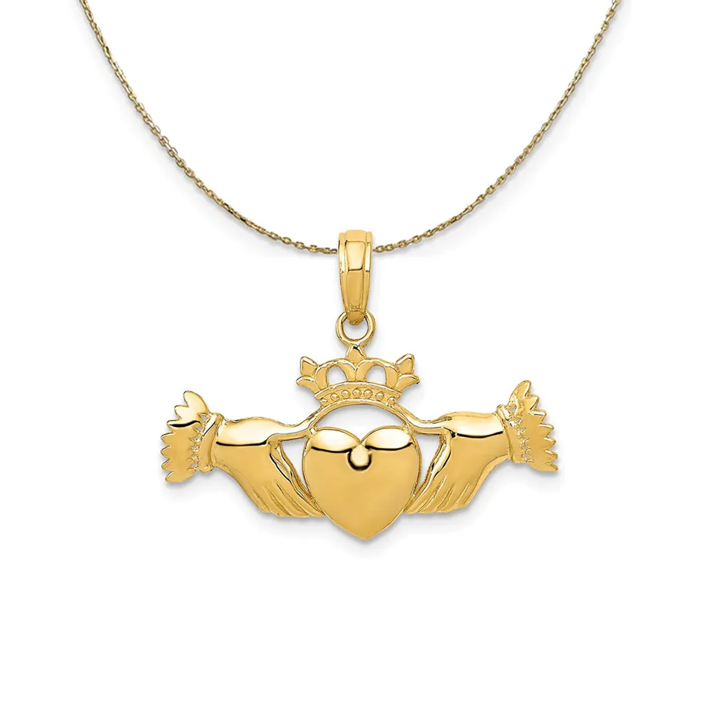 Yellow Gold Polished Claddagh Necklace