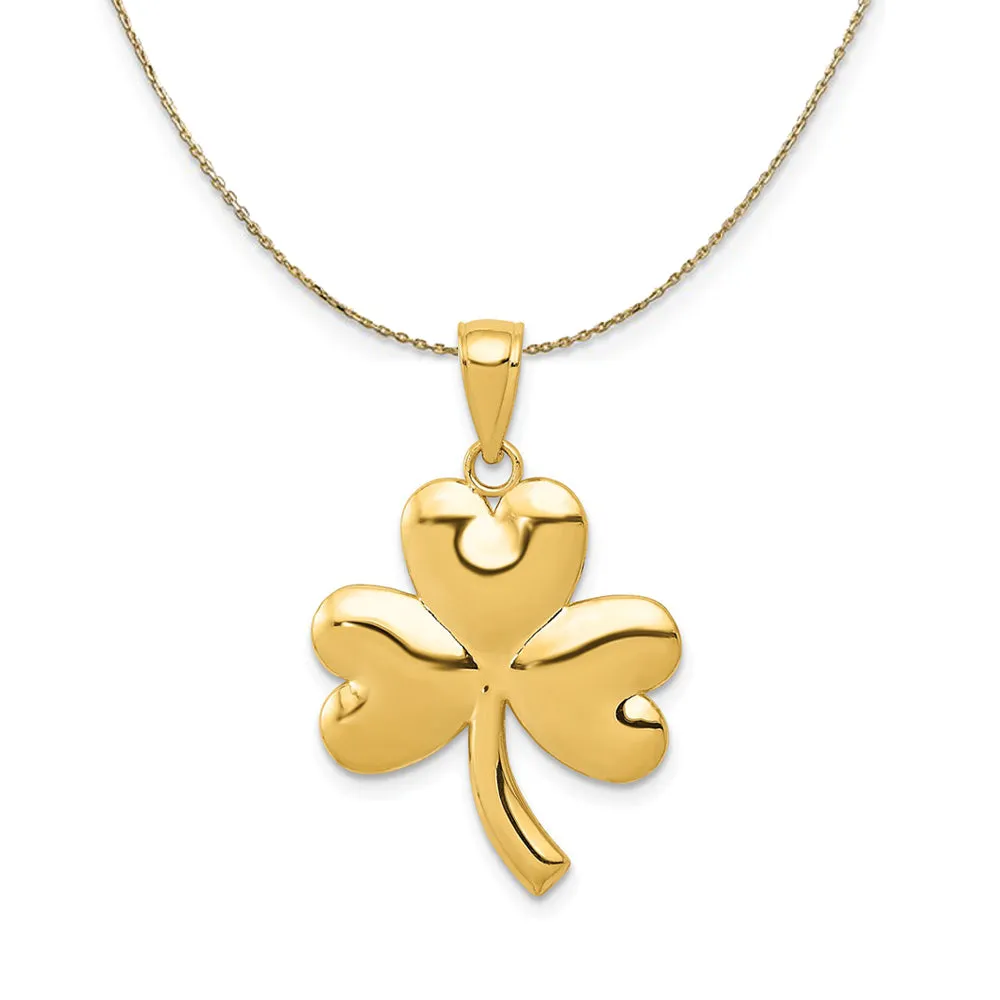 Yellow Gold Polished Shamrock Necklace