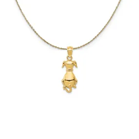 Yellow Gold Polished 2D Sitting Dog Necklace 23mm